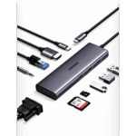 Hub USB-C 10 en 1 / HDMI 4K@30Hz + VGA 1920x1200 / 3x USB 3.0 5Gbps / Ethernet Gigabit / SD/TF Card Reader / PD 100W / Audio 3.5mm / Doble Pantalla Simultánea / Plug & Play Universal portada_0S400-20