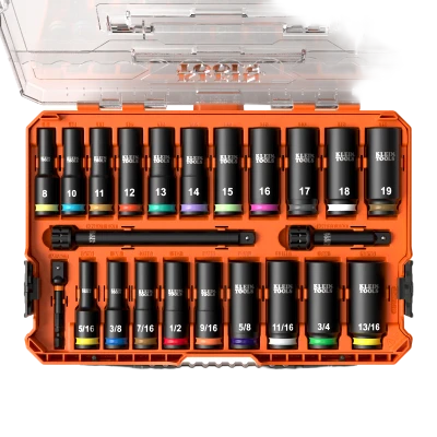 Juego de Dados de Impacto KNECT™ (M) / 3/8" Drive Profundo / SAE y Métrico / 23 Piezas / Adapters Multi-Propósito / MODbox™ Case