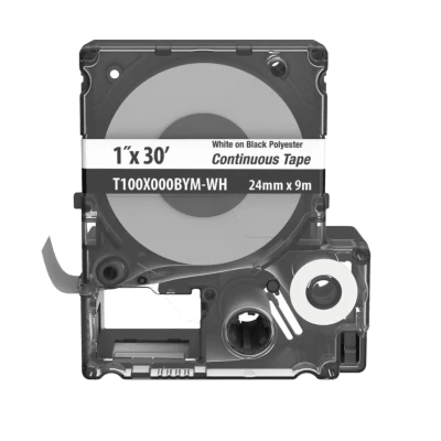 Casete MP, Cinta Continua, Pol., 1 W x 30 L, Blanco/Negro