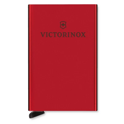 Tarjetero / Almacenamiento Seguro 4-6 Tarjetas / Aluminio Duradero / Protección RFID / Sistema Deslizamiento Patentado / Color Rojo.