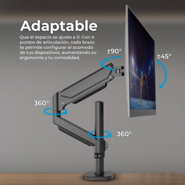 Soporte Para Monitor ENFORCE MOTION SM718 ACTECK Soporte Articulado para Monitor con Altura Ajustable con C-Clamp ACCACT5390_2_full