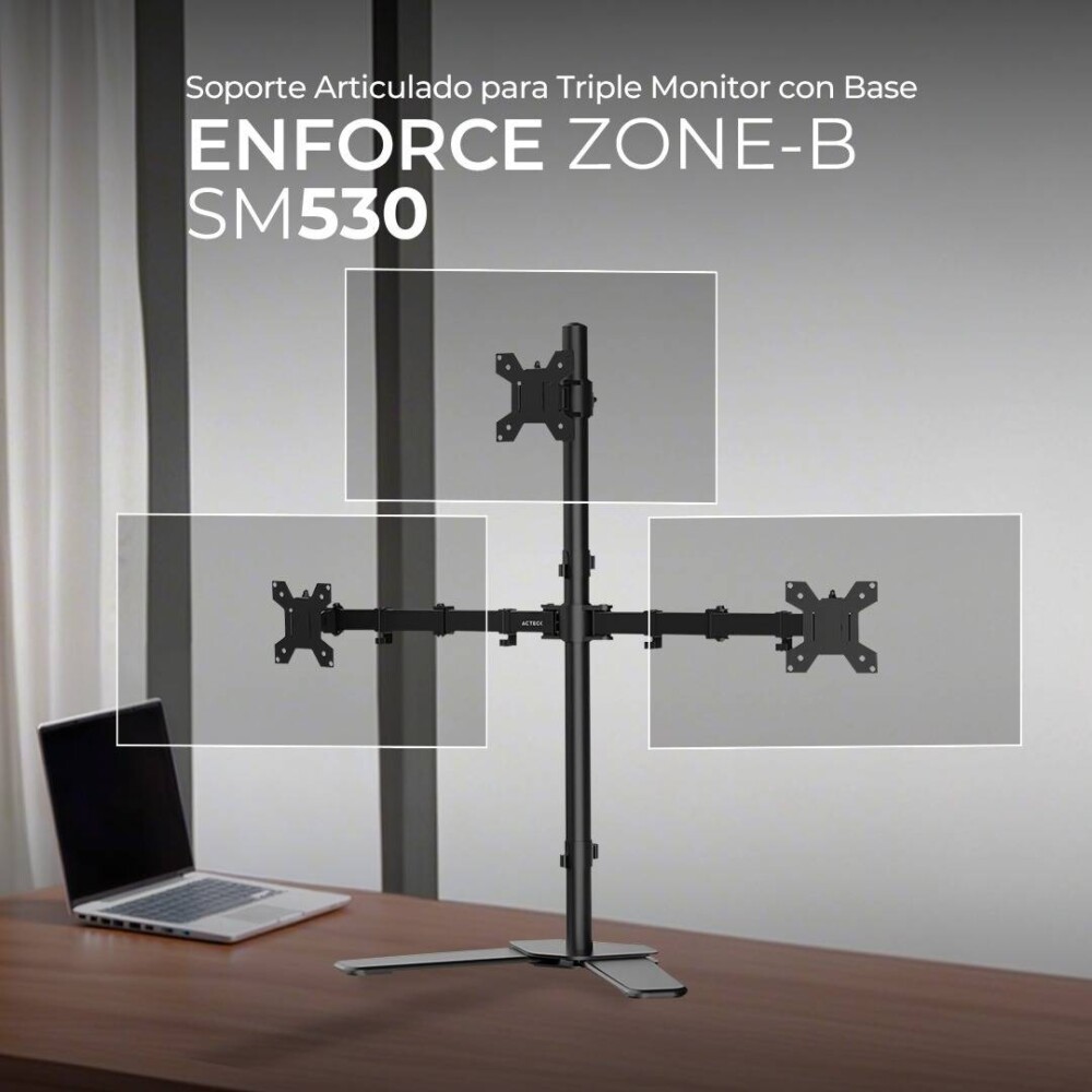 ACCACT5460_1_full Soporte Tres Monitores ENFORCE ZONE-B SM530 ACTECK Soporte Con Base Articulado para Tres Monitores 3