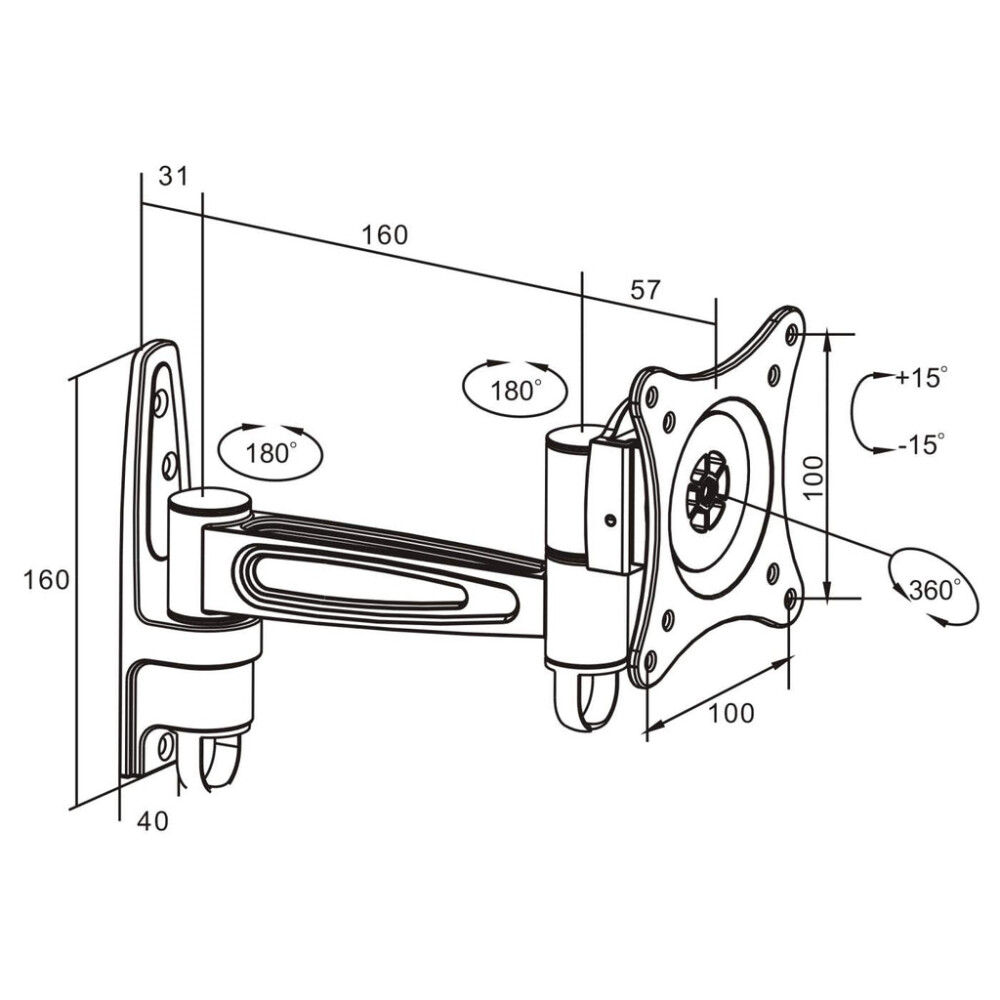 Soporte para Monitor MANHATTAN 423670, 15 kg, Aluminio, 13 pulgadas, 30 pulgadas , Monitor 423670 3