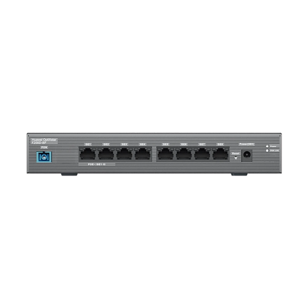 F200D8P-AD-4-l HUAWEI MiniFTTO - ONU Switch Gigabit PoE / 8 puertos 10/100/1000Mbps PoE + 1 PON (SC/UPC)/ Downstream 2.488 Gbps / Upstream 1.244 Gbps / modo puente / 120 W/ Administración Nube F200D-8P 5
