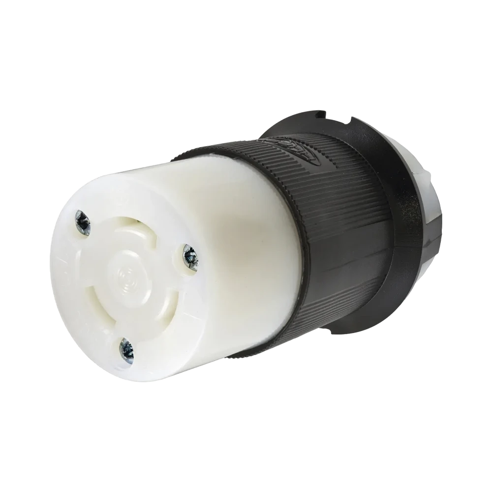 HUBHBL2613-l Conector Industrial con Bloqueo de Media Vuelta / 30 A 125 V CA / 2 Polos 3 Hilos / Color Blanco y Negro / Nema L5-30R. HUB-HBL2613 1