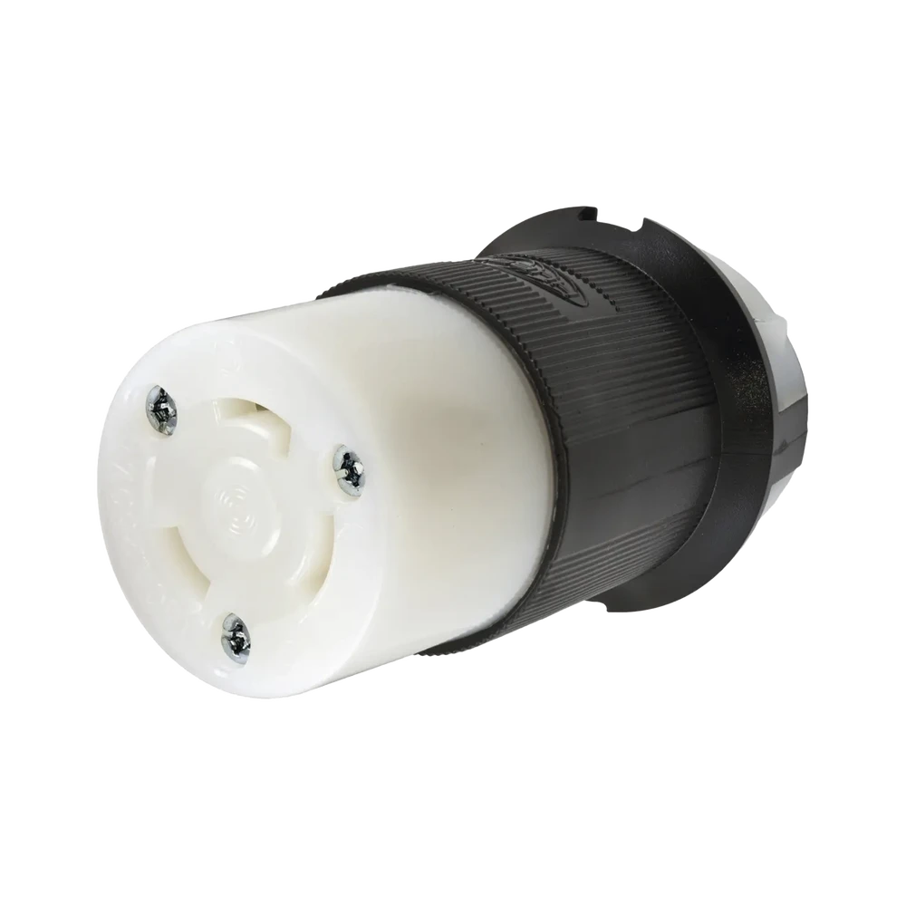 HUBHBL2623-l Conector Industrial con Bloqueo de Media Vuelta / 30 A 250 V CA / 2 Polos 3 Hilos / Color Blanco y Negro / Nema L6-30R. HUB-HBL-2623 1