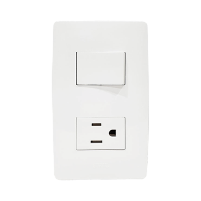 Apagador Escalera y Contacto de 127 V~60 Hz 10/15 A.