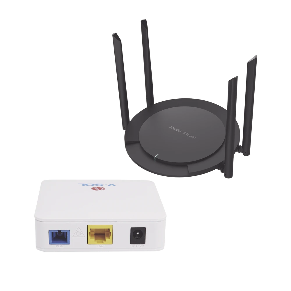 KIT2VPONWIFI-l Kit 2 ONU Bridge V-Sol, Dual GPON/EPON con Router Home Wi-Fi Ideal para distribuciones WISP de mayor cobertura Wi-Fi en Hogares y Oficinas KIT2-VPON-WIFI 1