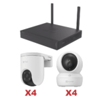 Kit de cámaras Wi-Fi / 3 Megapixel / Incluye 8 Cámaras (4 camaras Para Interior y 4 Cámaras Para Exterior) / 1 NVR WI-FI 8 Canales / Vision Nocturna a Color / Detección de Humanos KIT_CSX5S_8W-l