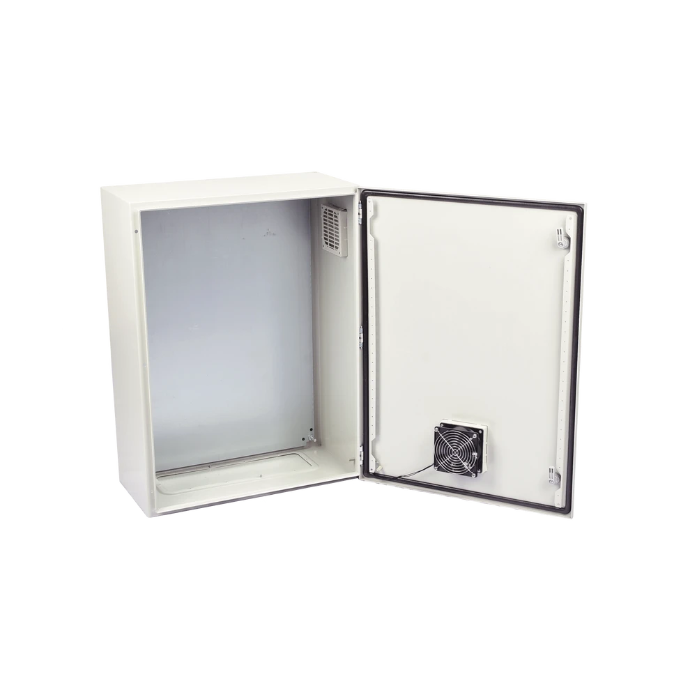 PST406025AV-AD-7-l Gabinete Ventilado de Acero IP55 Uso en Exterior (400 x 600 x 250 mm) con Placa Trasera Interior Metálica y Compuerta Inferior Atornillable. Incluye Ventilador, Ventilas, filtros, Chapas y Llave T. PST-4060-25AV 5