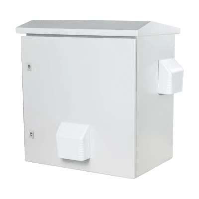 lateral_izquierda_0S400-5 Gabinete Ventilado de Acero IP55 Uso en Exterior (593 x 609 x 399 mm) con Placa Trasera Interior Metálica y Compuerta Inferior Atornillable. Incluye Ventilador, Ventilas, filtros, Montaje Rack 19", Terminal de Tierra Física, Chapas y Ll PST-5060-19RAV 3