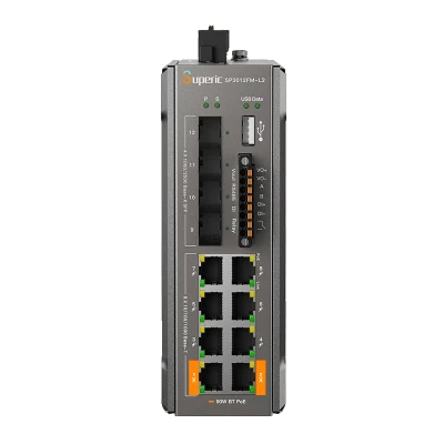 Switch de Red SP3012FM-L2(V3) / 8 Puertos 10/100/1000Mbps PoE / 4 Puertos SFP 1000M/2.5Gbps / Capacidad de Conmutación 36Gbps / Alimentación Dual DC / Instalación DIN-rail, Pared o Escritorio / Certificaciones CE, FCC, RoHS, UKCA, RCM