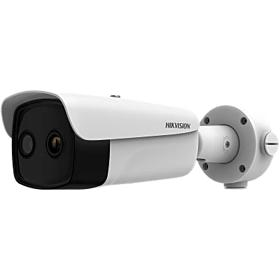(HIKMICRO) Bala IP Bi-Espectral / Térmica (384 X 288 / 9.7 mm) / Óptico (4 MP / 6.4 mm) / IA GUANLAN / Rango: -20°C a 150°C / 8°C Tolerancia / Detección de Fuego y Humo / Alarma Visual y Audible / Dual Light / PoE / Antico
