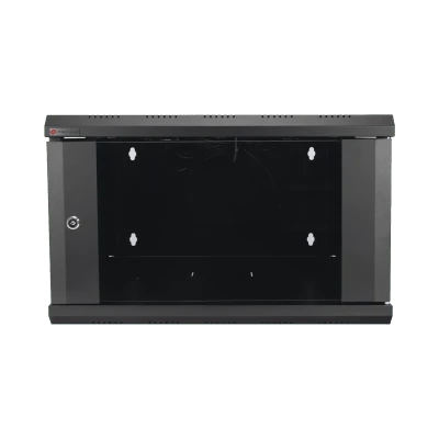 Gabinete de Pared Desarmable / 6U / 19 Pulgadas / 600 x 550 x 382 mm / Cristal Templado 5 mm / Carga Estática 60 kg / Acero SPCC RAL 9004 / IP20 Interior / RoHS