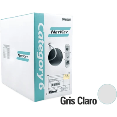Bobina de Cable UTP de 305 Metros (1000 Pies) de Cobre, NetKey, Gris Claro, Categoría 6 (24 AWG), 1000Mbps, Riser (CMR), de 4 Pares