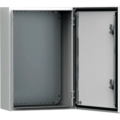 Gabinete de Uso Exterior MAS 400 x 300 x 210 mm (15.7 x 11.8 x 8.3 in) NEMA 4/12/13; IP66; IK10 de Acero Dulce 1.5 mm con Platina de Montaje Incluida Color Gris Claro