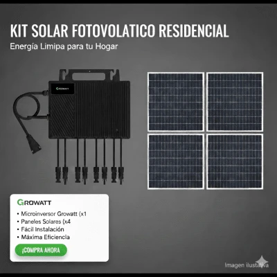 Kit Solar Interconexion  / 2.5kW  220Vca / Microinversores Growatt / Montaje Incluido