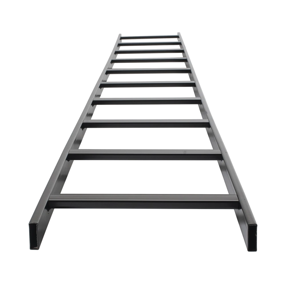 CHET1X12EPK-l Escalera Tubular de 1.5" de Peralte y 12" de Ancho y 3.05 Metros de Largo, Pintura Epóxica Color Negro, Ideal Para Utilizarse en Centros de Datos o Cuartos de Telecomunicacionesl, incluye Coples y Tornillería CHET1X12EPK 1