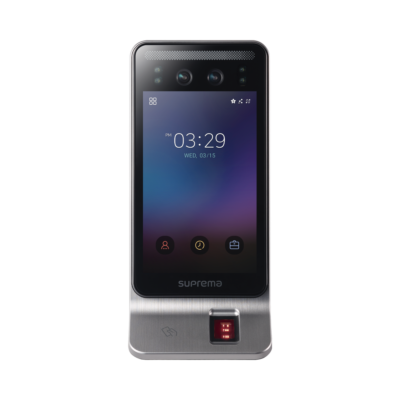 Lector Multi-tecnologia con detector de cubrebocas- Reconocimiento Facial, Huella, Tarjeta Móvil y lector de RFID(125kHz EM & 13.56 Mhz MIFARE)  Compatible con BioStar2,  Uso para Control de Acceso y Asistencia