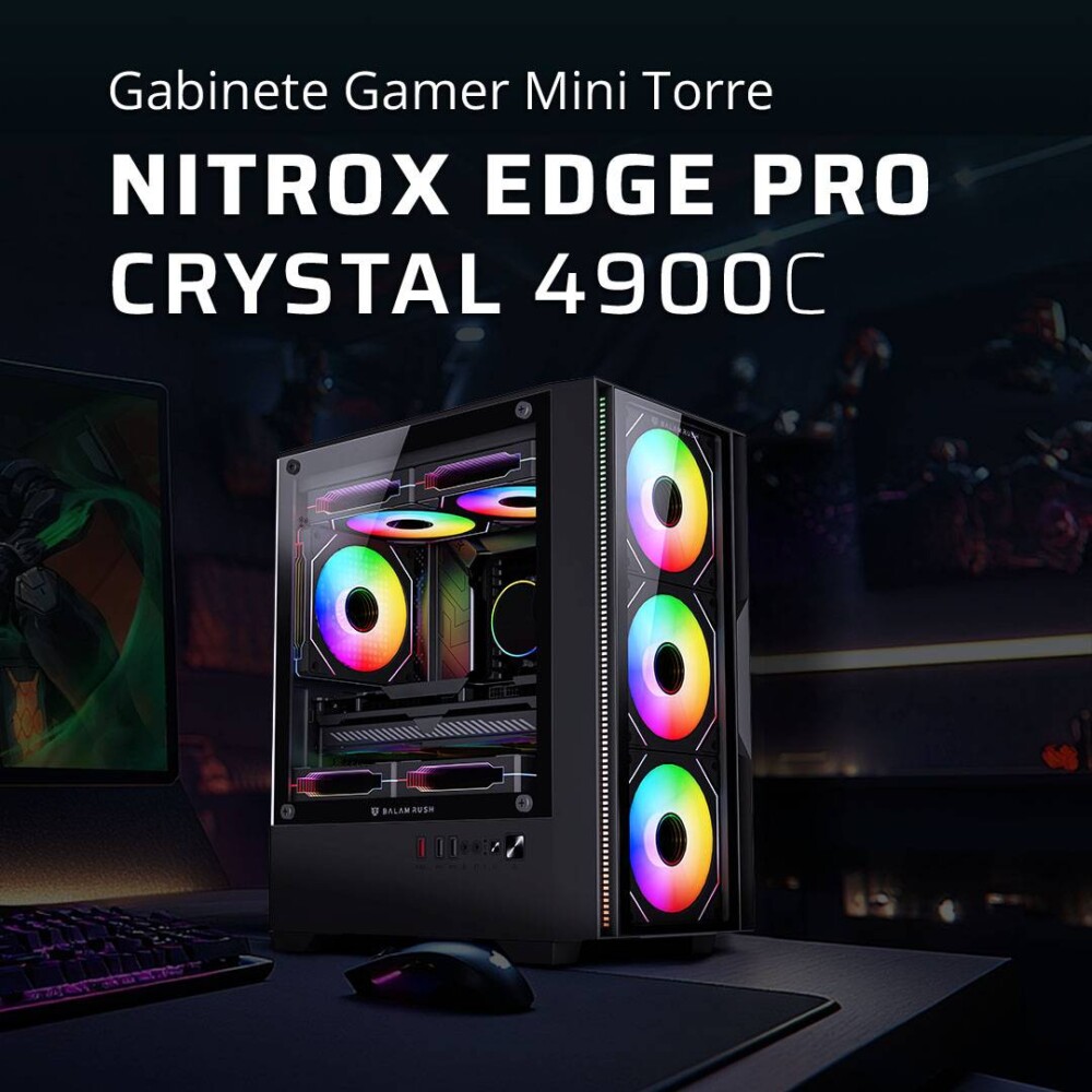Gabinete Mini Torre NITROX EDGE PRO CRYSTAL 4900C Factor: Mini ITX BR-943888 3