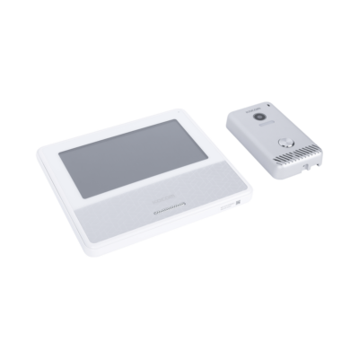 KIT DE VIDEOPORTERO IP COLOR BLANCO / Apertura con app / Súper elegante / Monitor WIFI /  Alimentación 110vca