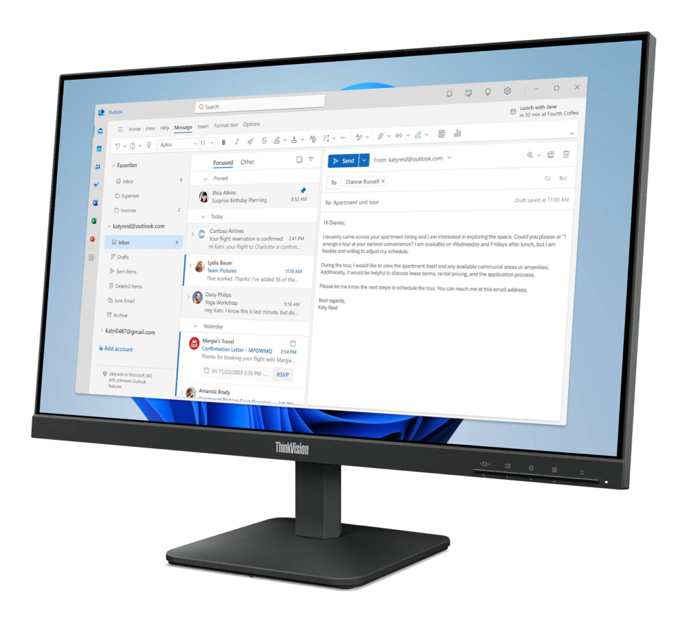 MONLEN1510_4_full Monitor Lenovo ThinkVision S24-4e , 23.8 pulgadas FHD. Resolución 1920x1080, Tiempo de respuesta de 4 ms, Color Raven Black, Garantía de 3 años 64B5KAR1LA 4