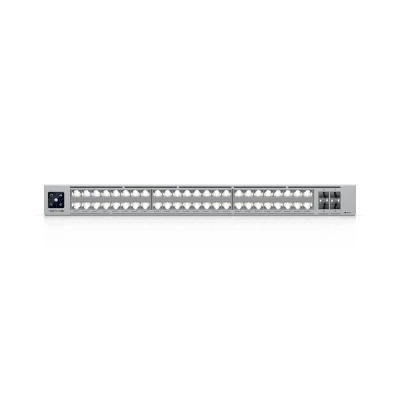 frontal_0S400-90 Switch PoE Capa 3 / 48 Puertos PoE+++ / 32 × 10 GbE + 16 × 2.5 GbE / 4 × SFP28 25 G / 1080 W / 920 Gbps Switching / 1U Rack USW-PRO-XG-48-POE 2