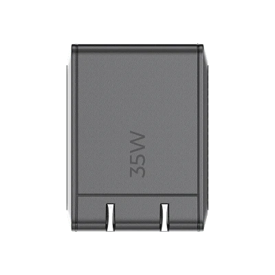 lateral_izquierda_0S400-87 Cargador GaN III 35W / USB-C PD 35W + USB-A 22.5W / Doble Puerto Simultáneo / PD3.0 PPS QC4.0 AFC SCP FCP / Diseño Plegable de Bolsillo / Protección Integral 6 Capas AKPAG35PN35W 3