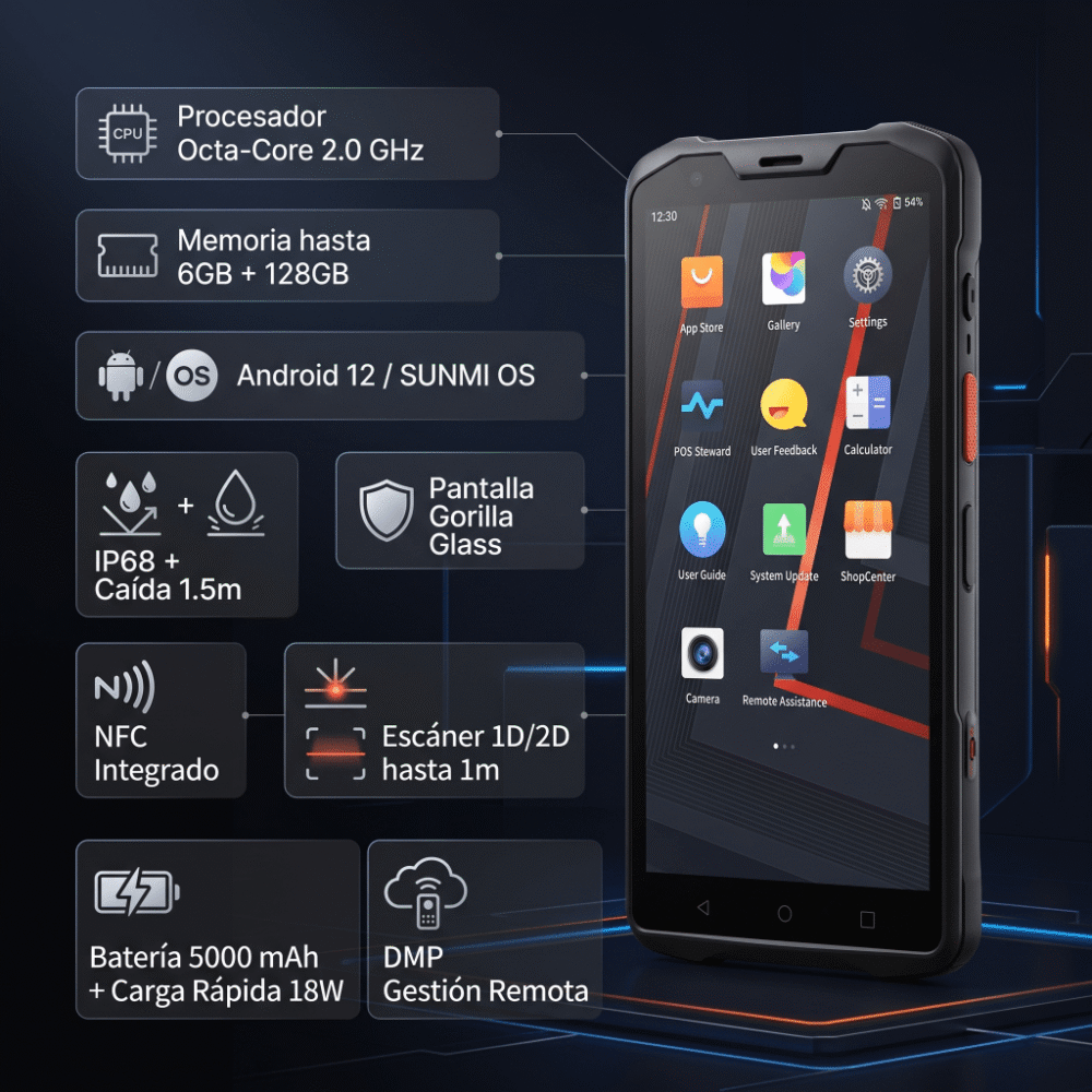 portada_0S1000-13 Handheld SUNMI L2S PRO / Octa-Core 2.0 GHz / 4GB RAM 64GB / IP68 / Escáner 1D/2D 1 m / NFC / 5000 mAh / Android 12 L2SPRO 1