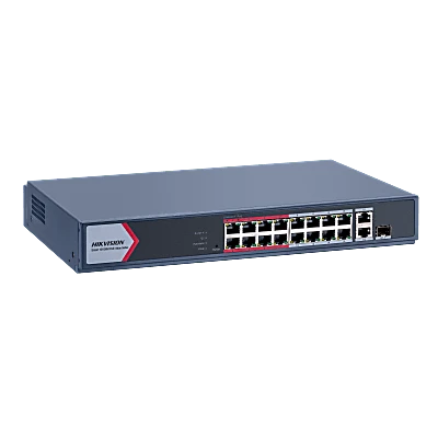Switch PoE+ Monitoreable / 16 Puertos 10/100 Mbps PoE+ / 2 Puertos Gigabit Uplink / 1 Puerto SFP / Alcance Extendido 300 m (984 pies) / 130 W