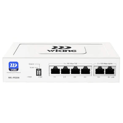 Switch PoE No Administrable / 4 Puertos 10/100 Mbps PoE af/at / 2 Puertos Uplink 10/100 Mbps / Presupuesto PoE 45 W / Alcance PoE 250 m (820.2 ft) / Gestión Cloud