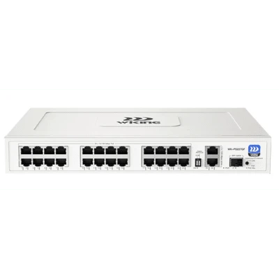Switch PoE No Administrable / 24 Puertos 10/100 Mbps / 2 Puertos Uplink Gigabit / 1 Ranura SFP / Presupuesto PoE 270 W / Hi-PoE 60 W