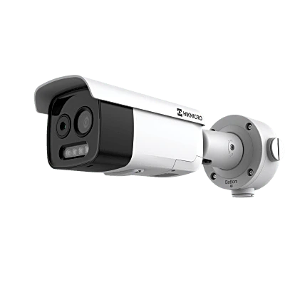 HIKMICRO Cámara Bala Dual Térmica y Óptica/ 5MP Óptica + 256×192 Térmica / IA para Detección Humana 84m y Vehicular 210m / Alarma por Temperatura -20°C a 150°C / Detección de Fuego y Fu