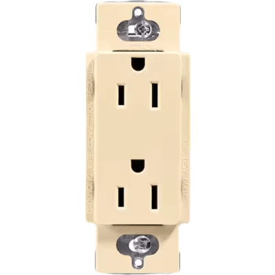 Receptáculo dúplex Claro 15 A / 125 V color marfil, sin placa, para combinar con atenuadores y apagadores Lutron