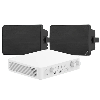 Kit de Audio | 70/100V | 2 Altavoces de pared | Bluetooth | Color Negro | Hik-Connect