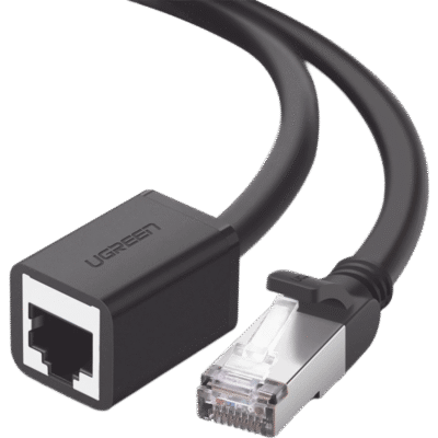 Cable de Extensión Cat6 RJ45 F/UTP / Macho a Hembra / 1m / Método de conexión 568B / Velocidad de transmisión 1000Mbps / Ancho de banda del canal 250MHz /Caja de Cobre / Negro