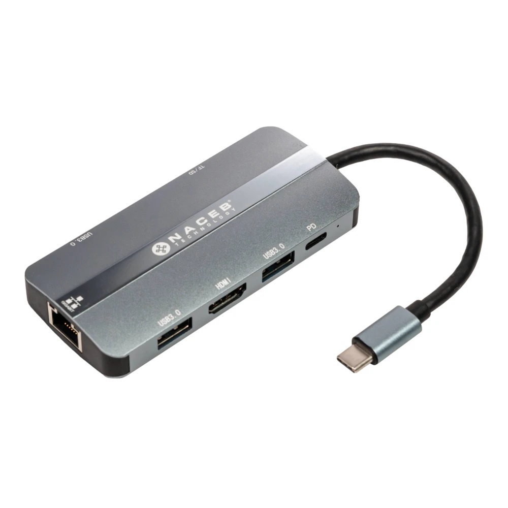 NACEB ADAPTADOR USB-C 8 EN 1 RJ45+HDMI+3*USB3.0+PD100W+SD/TF NA-0129 NA-0129 1