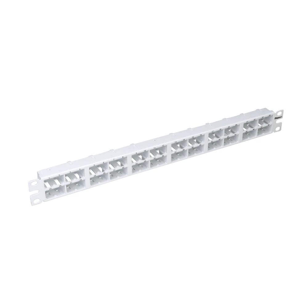 CPP48HDWWH-AD-1-l Panel de Parcheo Modular Mini-Com (Sin Conectores), Plano, Sin Blindaje, Alta Densidad, de 48 Puertos, Color Blanco, 1 UR CPP48HDWWH 2