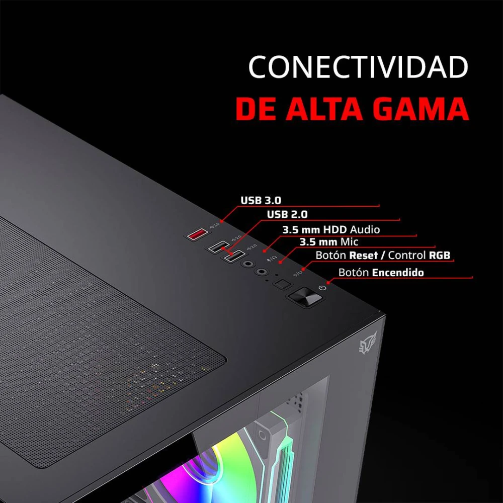 Gabinete Mini Torre TANK GLOW MAX 3900 Factor: Mini ITX, Panel Lateral de Crystal templado BR-943857 3