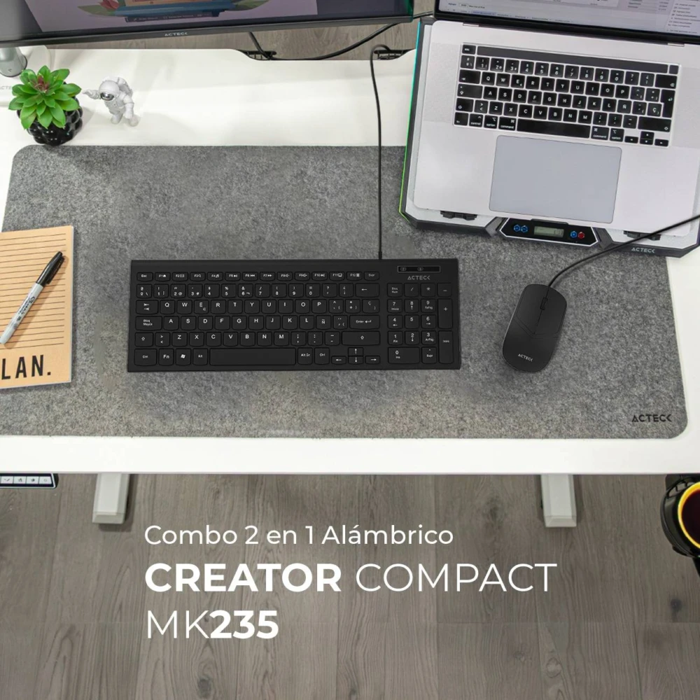 Kit Teclado y Mouse CREATOR COMPACT MK235 Teclado y Mouse alámbrico, Conexión USB-A, Teclas de Bajo Perfil, Mouse 1200DPI, Color Negro. AC-945936 13