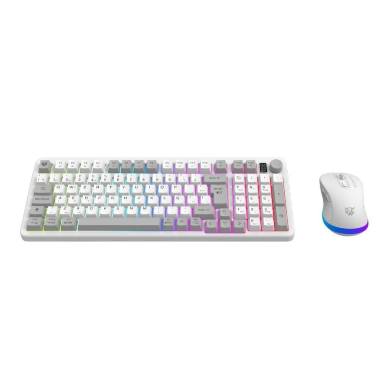 Kit Teclado y Mouse Squad Conquest PRO  KG525 Balam Rush Azender Series, Alcance 10m,Iluminacion RGB Personalizable, Color Blanco. AC-940436