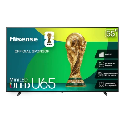 Televisor Hisense 55U65QFM, 55 pulgadas, MiniLED, QUANTUM DOT, 4K UHD, 3840 x 2160 Pixeles, FIRE SMART TV