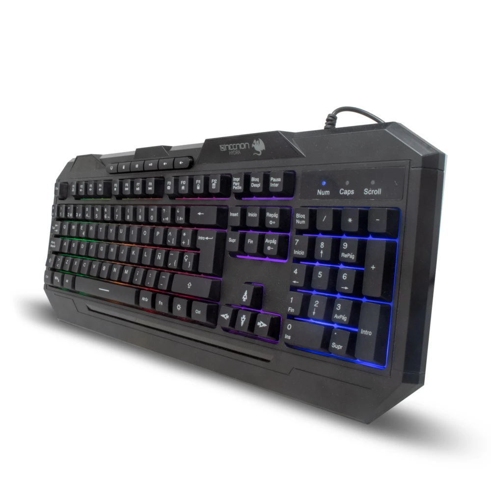 TECLADO GAMER NGK-HYDRA 114 TECLAS RETROILUMINADO LED MULTICOLOR DISENO ERGONOMICO 6 BOTONES MULTIMEDIA NEGRO NBGKHY01BM 4