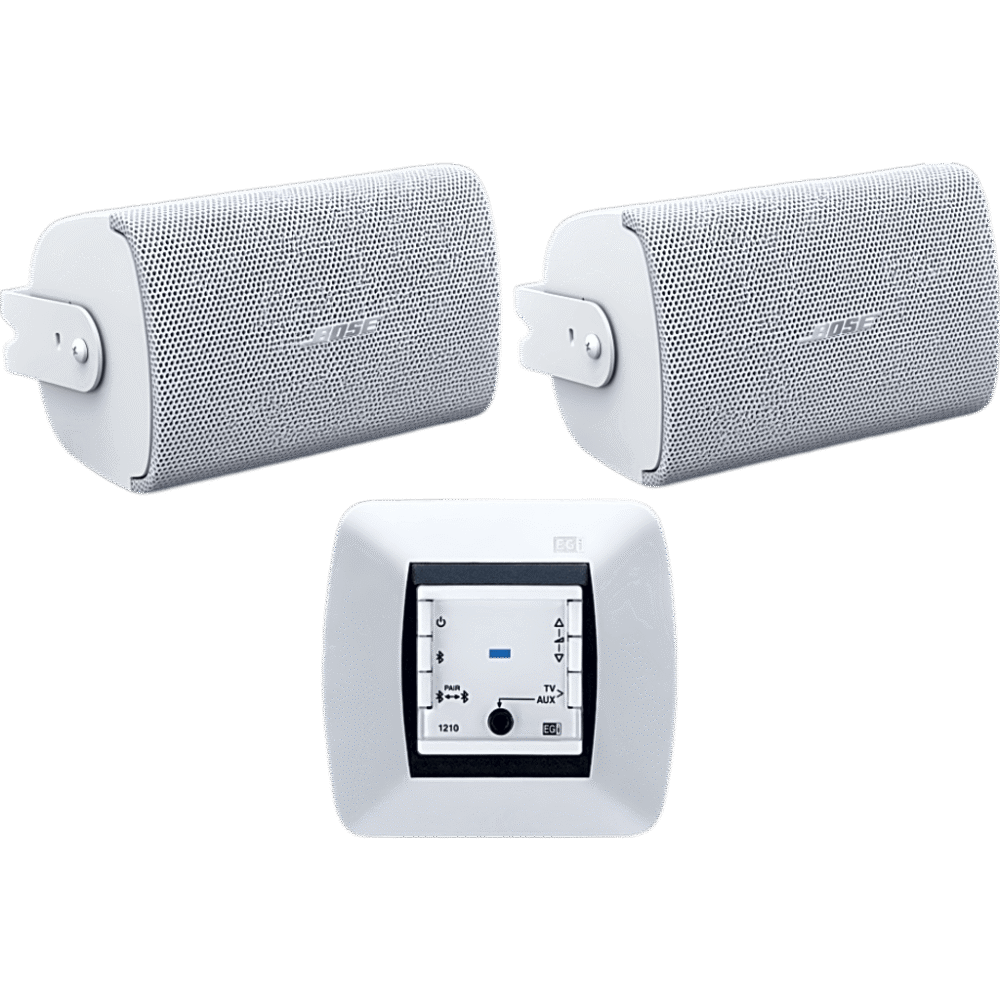 portada_0S1000-145 Kit de Audio Residencial | Mando Bluetooth EGI 121010H + Par de Bocinas de Superficie BOSE FS2SEW | 2+2W RMS | Blanco | IP55 121010H/FS2SEW 1
