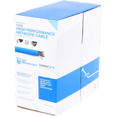 Cable de Red UTP / Cat6 / 24 AWG / 305 m (1000 ft) / 100% Cobre / 250 MHz / CM / Interior / Azul