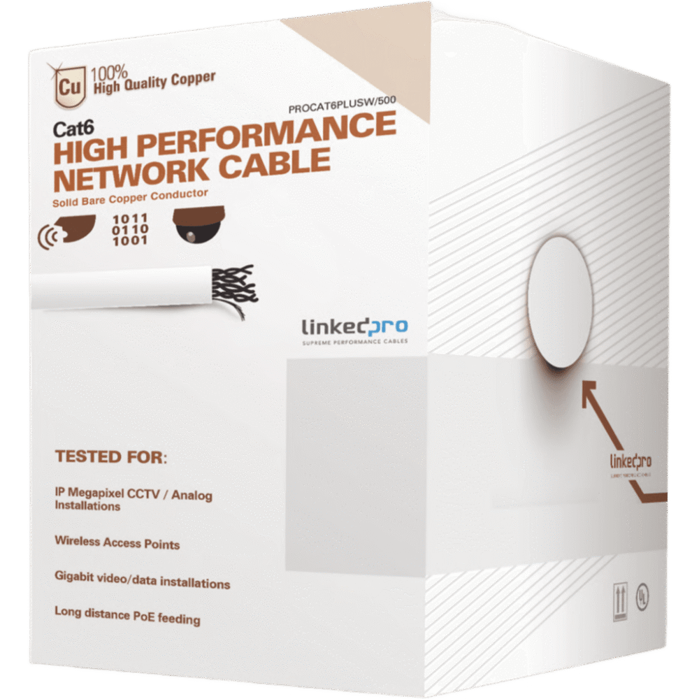 portada_0S1000-217 Cable de Red UTP / Cat6+ / Calibre 23 AWG / 152 m (500 ft) / 250 MHz / Gigabit Ethernet / Interior PVC CM / Blanco PRO-CAT-6-PLUS-W/500-V2 1