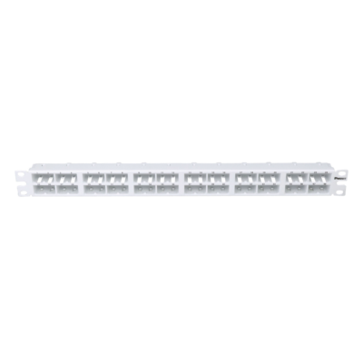 Panel de Parcheo Modular Mini-Com (Sin Conectores), Plano, Sin Blindaje, Alta Densidad, de 48 Puertos, Color Blanco, 1 UR