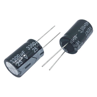 Capacitor Electrolítico Radial / 3300 µF / 25 Vcc / 105 °C / 18 x 25 mm