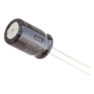 Capacitor Electrolítico Radial / 220 µF / 63 Vcc / 105 °C / 10 x 15 mm
