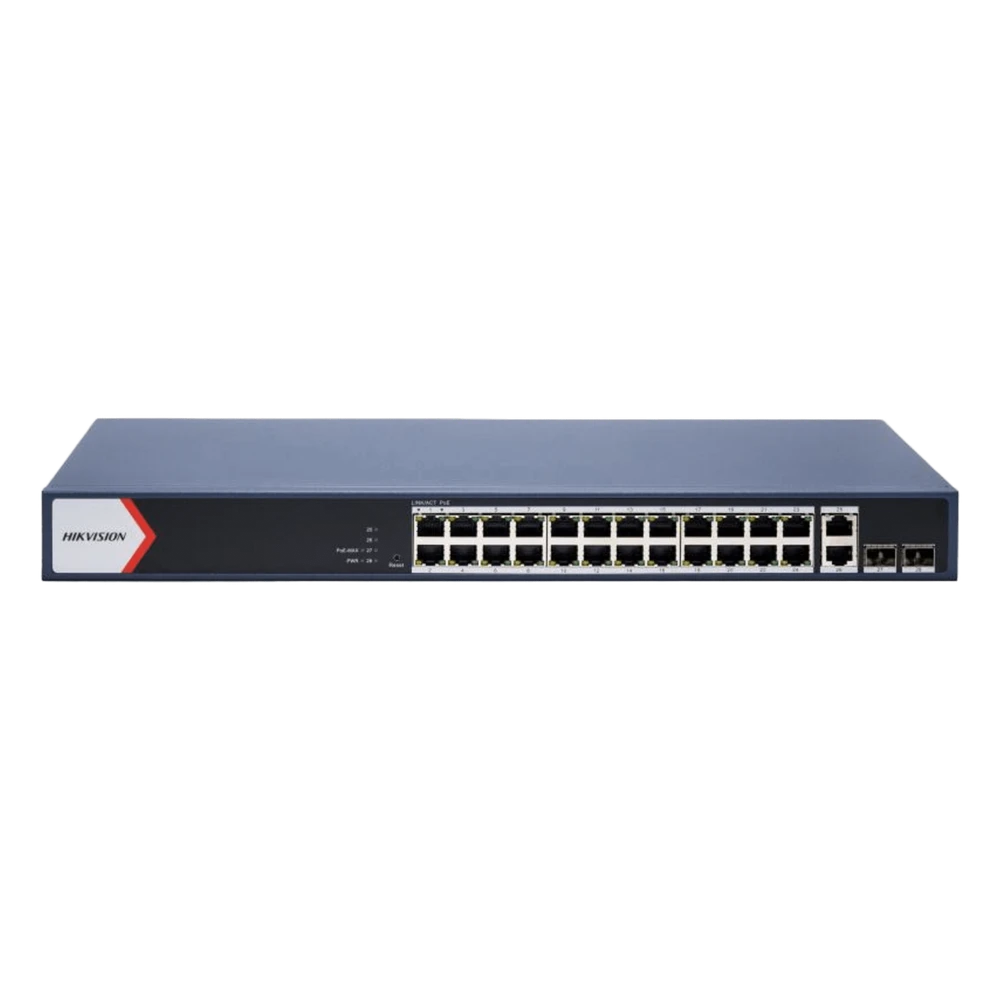 portada_0S1000-50 Switch Gigabit PoE+ / Administrable / 24 Puertos 1000 Mbps PoE+ / 2 Puertos 1000 Mbps Uplink / 2 Puertos SFP Uplink / Configuración Nube desde Hik-PartnerPro / Modo Extendido hasta 300 Metros / 370 W DS-3E1528P-EI 1